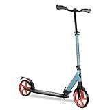 Lascoota Adult 2-Wheel Kick Scooter - Smooth Ride Kick Scooter for Adults - Foldable Design Fits in Backpack - Front Suspension System - Fusion Blue, 220 lb Capacity