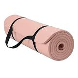 Gaiam Essentials Thick Yoga Mat with Easy-Cinch Strap (French Rose, 10mm)