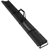 TurnWay Ski Bag | Store & air Transport Skis Up to 215 cm, Poles & Extras | Waterproof with Adjustable Shoulder Strap for Men, Women and Youth (Black)
