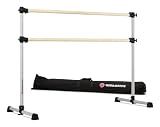 VITA Barre Portable Freestanding Double Ballet Barre, Prodigy, 5 Ft Bars, Satin Silver, with Bag | Adjustable Height, USA Made, Home or Gym Exercise Equipment for All Ages | Dance, Fitness, Pilates