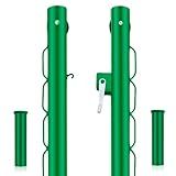 Otoolling Tennis Posts with Net Crank Outdoor Heavy Duty Professional Green Tennis Permanent Court Kit for Net Quick Fixation System Equipped with a Cable Reel(Round,42 inches)
