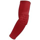 CHAMPRO Tri-Flex Compression Arm Sleeve with Elbow Padding, Medium, Scarlet