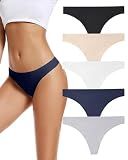 voenxe Seamless Women Underwear Thongs,No Show Ladies Workout Thong,5 Pack