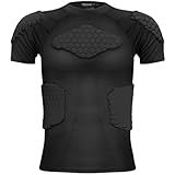 Zicac Men's Sports Shock Rash Guard Compression Padded Shirt Soccer Basketball Protective Gear Chest Rib Guards