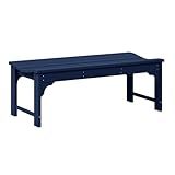 WO Home Furniture Outdoor 46" Backless HDPE Adirondack Bench, Poly Lumber Seat for Patio, Backyard, Balcony, All Weather Resistant with UV Protection, Navy Blue
