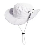 Sun-Hats-for-Men-with-UV-Protection-Wide-Brim Bucket Fishing Safari Boonie Hat for Summer (XL; 23 5/8-24) (White, Large)