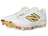 New Balance Men's Fresh Foam 3000 V7 Molded Baseball Shoe, White/Metallic Gold, 10