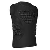 PORTEC Youth Padded Compression Shirt - Baseball & Football Chest Protector for Kids - Shock Absorbing Heart Sternum Guard Base Layer for Softball, Rugby & Lacrosse （Black M）