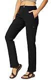 Haimont Womens Lightweight Quick Dry Pants Nylon Stretchy Ripstop Hiking Pants Deep Pockets Elastic Waist, Black, S