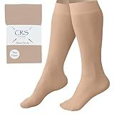 CRS Cross Figure Skating Socks. 2 Pair of Knee High Tights for Ice Skates and Dance. Premium Footed Skate Socks are available in a Wide Variety of Fun Colors. (Twizzle Tan)