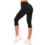 SINOPHANT High Waisted Leggings Women Yoga Pants, Capri Black, L-XL