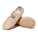 Dynadans Women Ballet Shoes Soft Leather Ballet Slippers Split Sole Yoga Dance Shoes for Adult/Big Kids 9M Nude