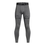 Under Armour Boys Hockey Fitted Leggings, (025) Castlerock / / Black, Medium