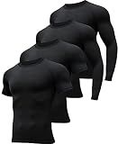 HOPLYNN 4/5 Pack Men's Workout Compression Shirts Long/Short Sleeve Shirts