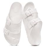 shevalues Women's Comfort Sandals with Medium Arch Support Double Buckle Adjustable EVA Slides for Summer Beach, White 38(Size 7.5)