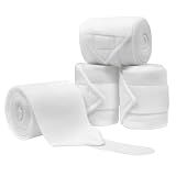 KURSHOW Horse Polo Leg Wraps Soft Fleece Wraps Equestrian Leg Bandage 4-Pack (Cob(8.2ft), White)
