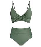 Amy Babe Women's High Waisted Bikini Sets Tummy Control Two Piece Swimsuit