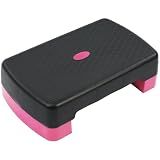 Fitvids 18" Workout Aerobic Stepper Step Platform with 2 Risers, Lightweight Portable Step Up Platform Trainer, Adjustable Height 3.2’’ 5.5’’ for Home Gym, Black and Pink