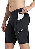 baleaf Men's Bike Shorts 3D Padded Cycling Road Biking Bicycle Riding Clothes Pockets UPF 50+ MTB Accessories Tights Black L