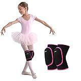 Sborter Knee Pads for Kids Junior Youth, for Biking,Volleyball,Basketball,Football,Skating,Dancing, 1 Pair,S Black/Rose