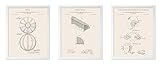 Monem Art 3-Piece Water Polo Blueprint Poster - Polo Goal Patent Print - Safeguard Art - Polo Ball Design - Sports & Athlete Design - Technical Drawing - Gym or Office Decor - 8x10 White Framed
