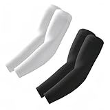 ROXUN 2 Pairs Arm Sleeves, Cooling UV Sun Protection Sports Compression for Men/Women Black+White