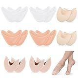 Chicingyou 8 Pairs Ballet Pointe Dance Shoe Toe Covers 4 Pair Sponge Insoles 4 Pair Gel Toe Pads Breathable Forefoot Wrap Pads Half Pad with Curved Design for High Heels Ballet(Skin Tone,Pink,White)