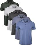 5 Pack Men's Polo Shirts Short Sleeve Golf T Shirt Performance Casual XXL | Three button neck, Moisture wicking, lightweight, tagless, quick dry, sun protection, golf, tennis, office, lounging, daily