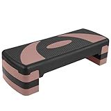 Fitvids Step Aerobic Platform, 31" Exercise Step with 3 levels Adjustable Height, 4 Stackable Risers, Fitness Training Workout Stepper for Home Gym, Cardio Strength, Black & Pink