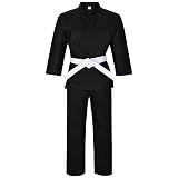 Karate gi Martial Arts Elastic Drawstring Karate Uniform For Kids & Adult Lightweight Student Gi with Free Belt 2 (4'9"-5'/110 lbs)