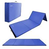 Fitvids Gymnastics Mat, 4'x8'x2" Thick Folding Home Gym Exercise Mat with Tear-Resistant PU Leather and Handles, Workout Mat for Yoga Pilates Tumbling Stretching MMA Core Workouts Wrestling