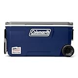 Coleman Classic Series Insulated Portable Rolling Cooler with Wheels, Leak-Resistant Outdoor Hard Cooler Keeps Ice up to 5 Days, 100-Quart