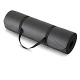 Amazon Basics 1/2 Inch Extra Thick Exercise Yoga Mat with Carrying Strap for Home Workouts and Fitness, 74" x 24", Black