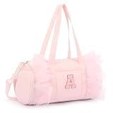 mibasies Ballet Dance Bag for Girls 4-6, Personalized Letter A Pink Gift | Personalized Initial Dance Bag for Girls - Duffel, Ballet Cheer Gymnastics Gift Ages 3-8, Water Resistant Shoe Compartment