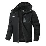 UTWGN Men's Winter Ski Jacket Waterproof Snow Coat,Adjustable Hood & Multiple Pockets for Cold Weather Protection