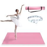 NZELSW Dance Floor Mat Non-Slip with Shoulder Strap Portable and Dance Resistance Band, Dance Floor for Ballet,Jazz, Pop Thick PVC Practice Floor Reusable Mat (Pink, 180cm*90cm*0.35cm)