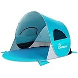Wolfwise Pop up Beach Tent Sun Shelter with UPF50+ UV Protection, Instant Easy Setup Popup Beach Shade Canopy for 3 Person, Portable & Foldable with Carring Bag, 87 ×57×47 in, Blue