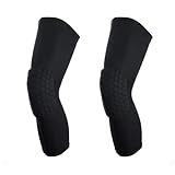 SUJAYU Basketball Knee Pads, 2 Pack Honeycomb Anti Collision Leg Compression Sleeves, Sports Sleeves for Wrestling Football Volleyball Soccer Skating (Medium, Black)