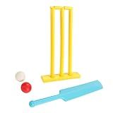 Kids Cricket Set, Plastics Cricket Bat Set, Bat and Ball and Wicket Stand, for Adults, Kids, Beginners, for Beach, Backyard, Garden