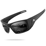 suoso Polarized Sports Sunglasses for Men, UV400 Wrap Around TR90 Black