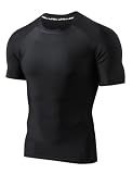 LAFROI Men's UPF 50+ BJJ Rash Guard Sun Protection Swim Shirt Short Sleeve