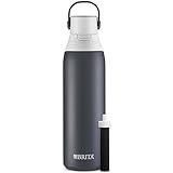 Brita Stainless Steel Premium Filtering Water Bottle, BPA-Free, Reusable, Insulated, Replaces 300 Plastic Water Bottles, Filter Lasts 2 Months or 40 Gallons, Includes 1 Filter, Carbon - 20 oz