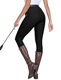 MoFiz Sports Women's Full Seat Riding Tights Active Silicon Grip Horse Riding Tights Equestrian Breeches Zipper Pockets Black L