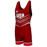 Takedown Wrestling Singlet for Boys – Lightweight Youth Compression Fit Wrestling Gear for Powerlifting (Starfall Red, Medium)