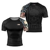 RASHNINJA Patriot Men's BJJ Short Sleeve Rash Guard – Compression Shirt for Brazilian Jiu Jitsu Grappling No-Gi Training (US, Alpha, Medium, Regular, Regular, A28)