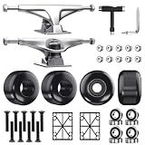 Jizmo Skateboard Trucks, Fits 7.75-8.25" Deck, Skateboard Wheels 52mm, Skateboard Bearings ABEC-9, Skateboard Pads, Skateboard Hardware Tool Combo Starter Set - White