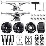 Jizmo Skateboard Trucks, Fits 7.75-8.25" Deck, Skateboard Wheels 52mm, Skateboard Bearings ABEC-9, Skateboard Pads, Skateboard Hardware Tool Combo Starter Set - White