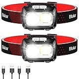 Blukar Headlamp Flashlight, 2-Pack 2000L Super Bright LED Rechargeable Headlight - Spotlight&Floodlight Combination,Sensor Control, 8 Modes,IPX5 Waterproof, 20+Hrs Runtime for Camping, Running, Hiking