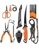 KastKing SteelStream Fishing Tool Set, Fishing Gear - Corrosion Resistant Fishing Pliers, Fillet Knife, Fishing Scissors, Fish Lip Gripper, Multi-Functional Jaw, Fishing Gifts for Men