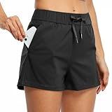 Willit Womens Athletic Hiking Running Shorts for Women Yoga Workout Gym Quick Dry Shorts with Pockets Black M